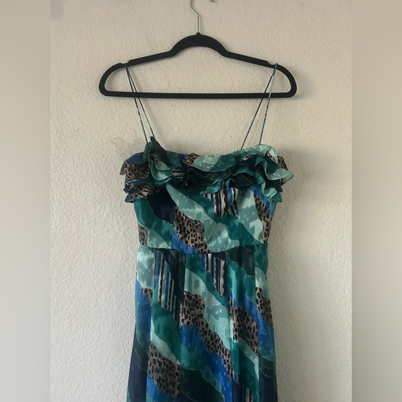 Hutch Womens 2 Blue Animal Print Maxi Ruffle Strap Patchwork Dress Fairy - Picture 9 of 15